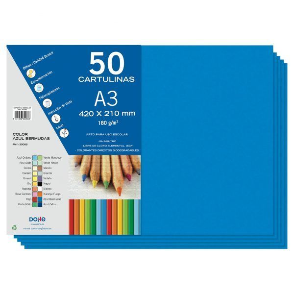 Cartulina 50 hojas en A3 - Azul Bermudas