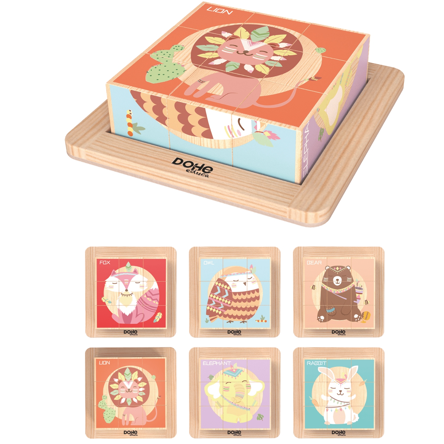 Puzzles 3D Cubos de Madera (6 uds.)