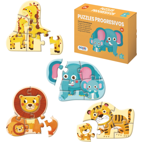 Pack Puzzles Progresivos Infantiles - 4 Puzzles de 6 Piezas