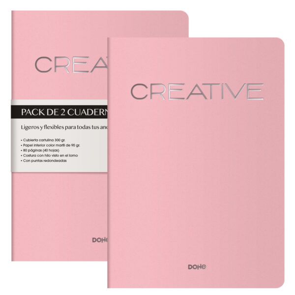 Quadern A4 cosit Pack 2 u - ROSA