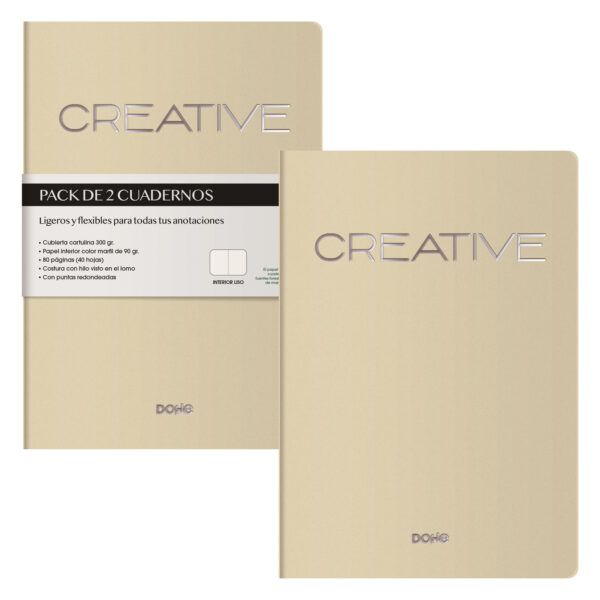 Quadern A5 cosit Pack 2 u - BEIGE