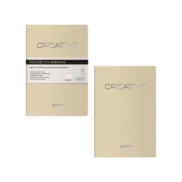 Quadern A6 cosit Pack 2 u - BEIGE