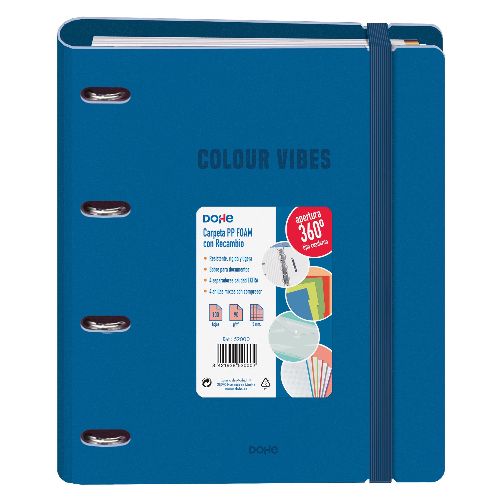 Carpeta Recambio POLYFOAM 4 anillas 35 mm - AZUL - A4