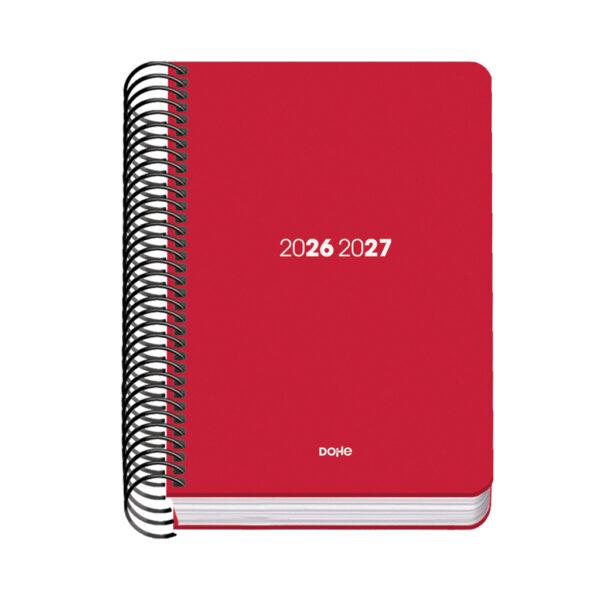 Agenda Escolar Espiral Día Página - ROJO - A6